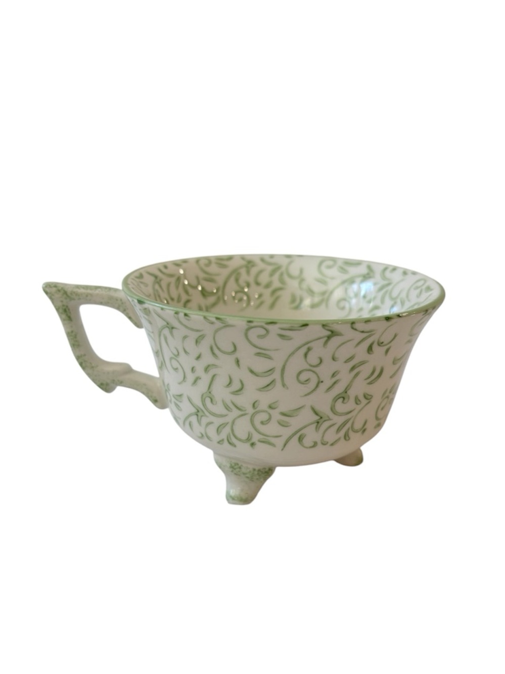 Ollie & Olioia Green Pattern Footed Teacup